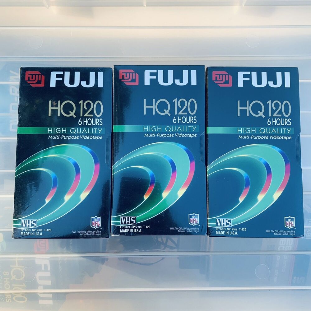 FUJI®️Film VHS Blank Video Tape 6 hours HQ 120 High Quality New Sealed 3-PACK